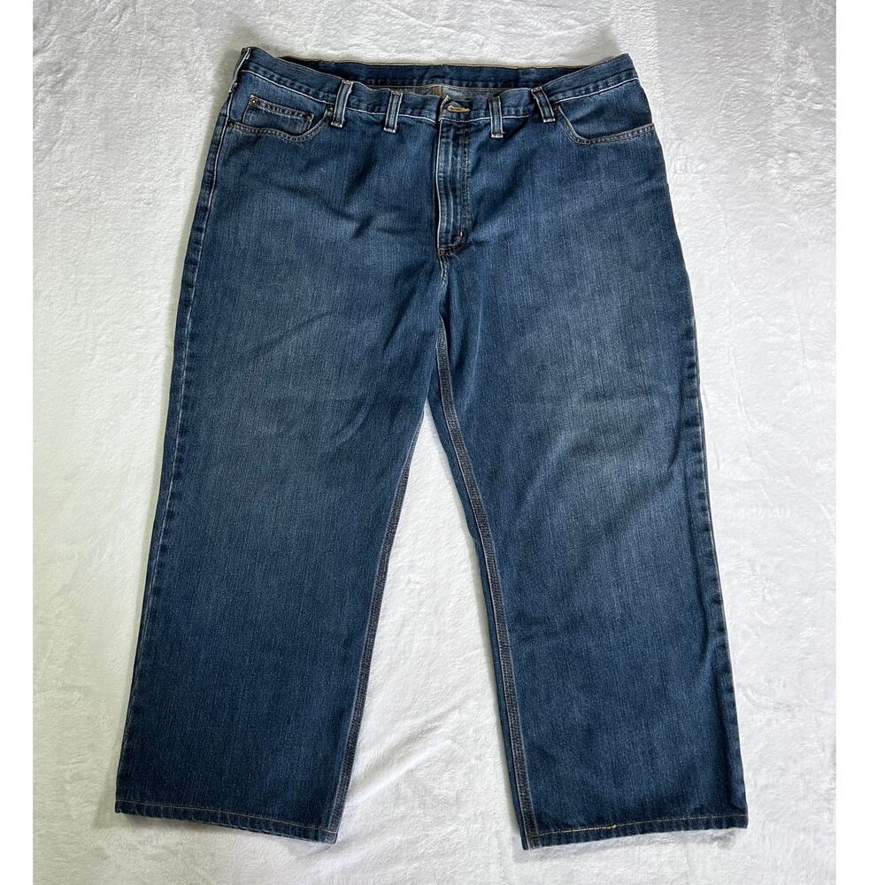 Carhartt Denim Cropped Jeans Relaxed Fit Blue Workwear Men's  Size 44 x 30